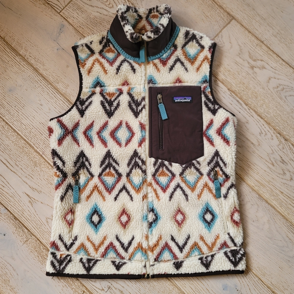 Patagonia Retro-X Vest Sherpa Synchilla Fleece Fern Dell Aztec design S